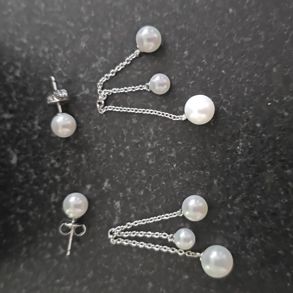 Ross Simon Shell Pearl Earrings With Sterling Silver Tassel Jackets FINAL - Picture 4 of 8